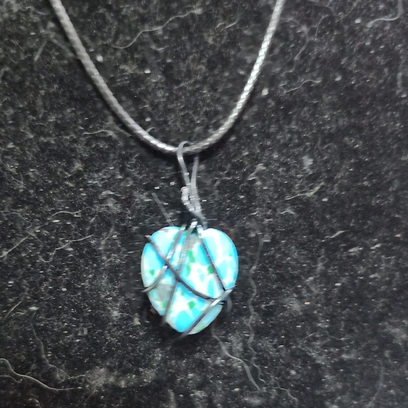 Hand Crafted Blue Heart Necklace - Picture 4 of 4